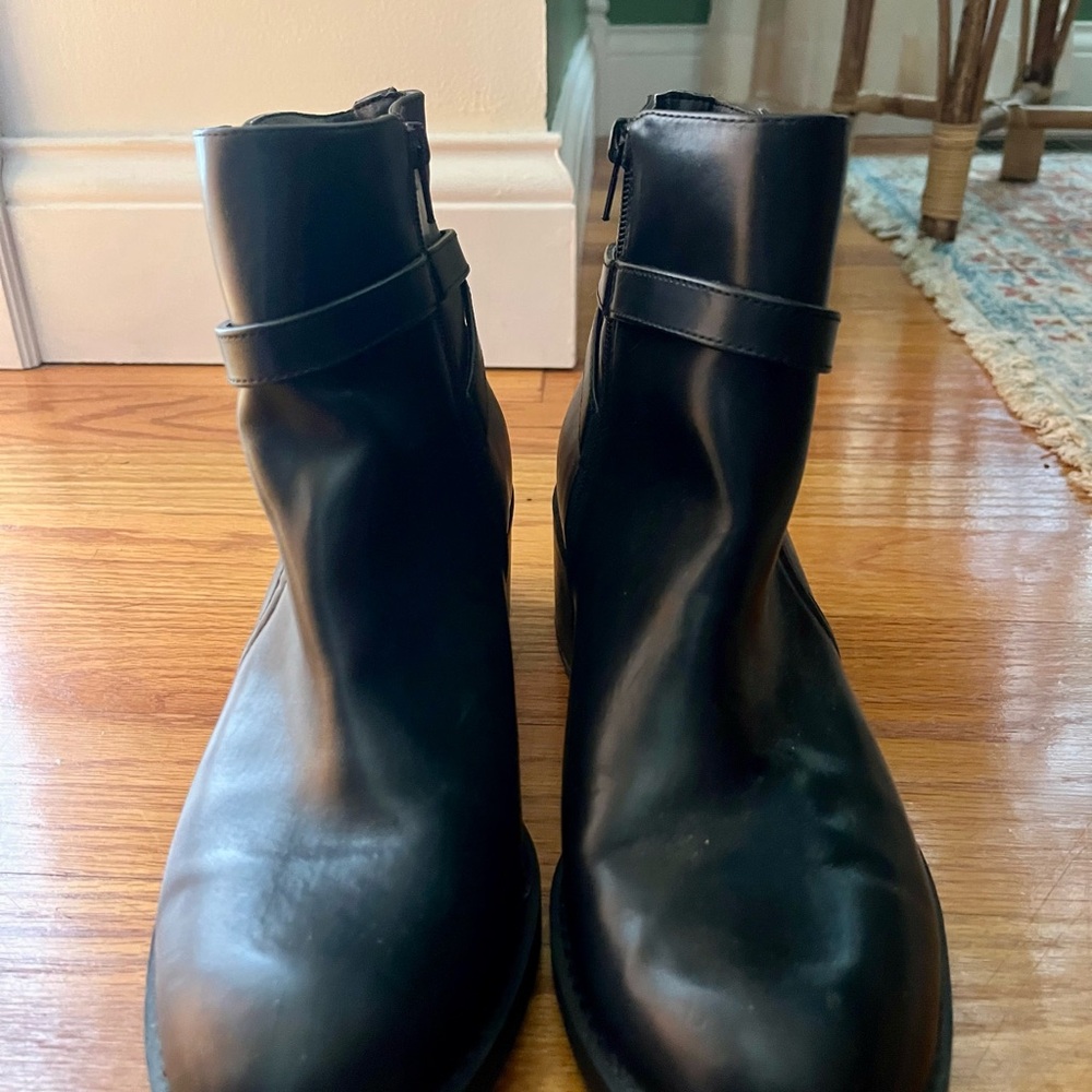 Classic Black Ankle Booties with Side Zip & Buckle Women’s Size 10 - Picture 3 of 6